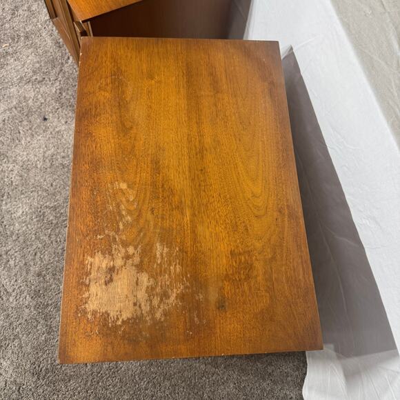 Bassett Mayan Walnut King Headboard Credenza Secretary 2 Nightstands MCM 5 piece - Picture 11 of 16